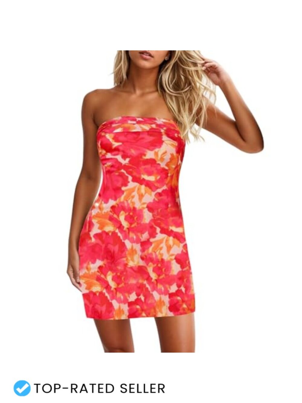 Women's Sexy Tube Dress Floral Bodycon Mini Strapless Y2K